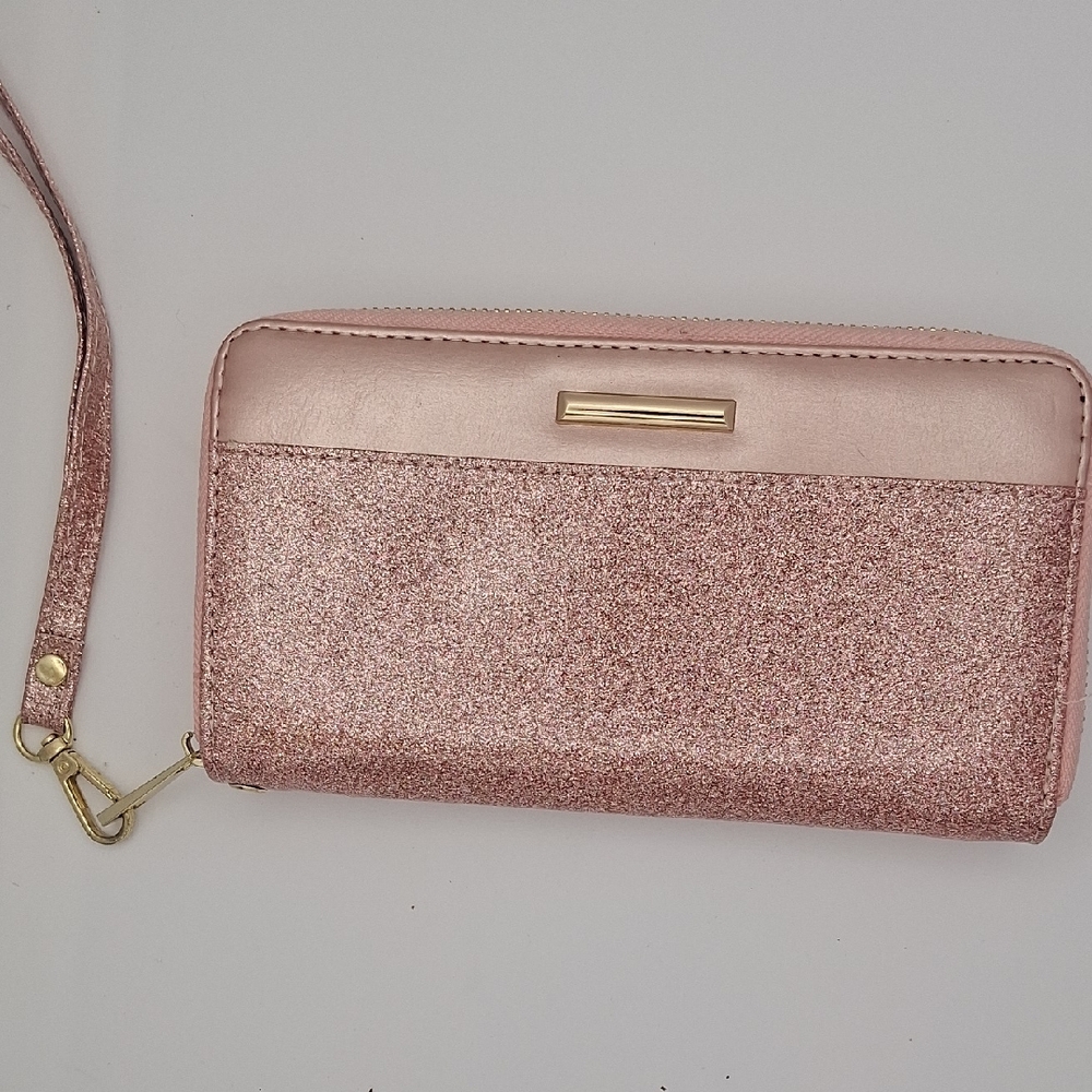 Rose Gold Glitter Wristlet Wallet - Unbranded
